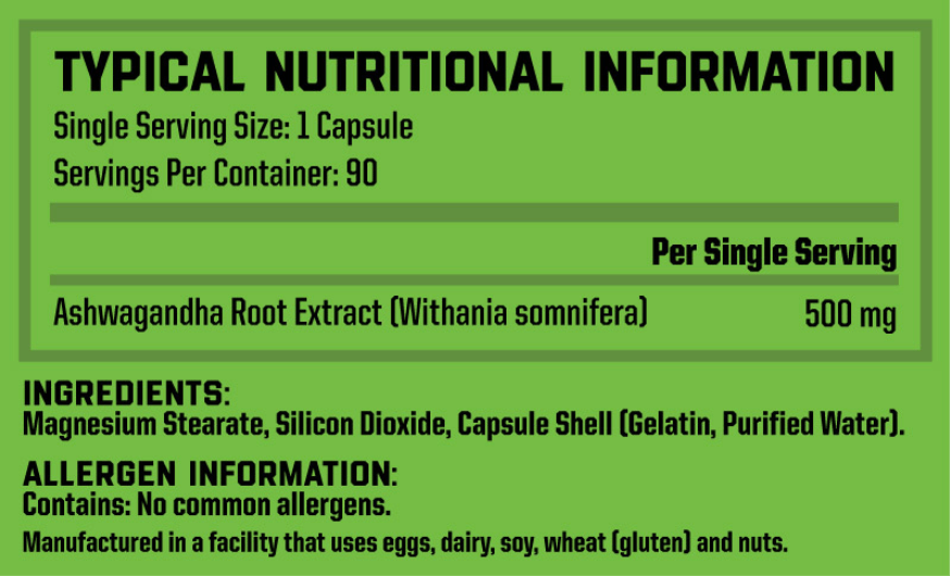 Nutritech-Ashwagandha-90-Caps-Nutritional-Information