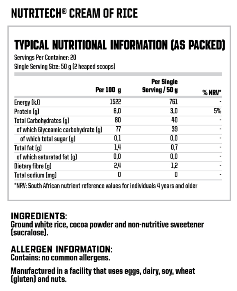 Nutritech-Cream-Of-Rice-1kg-Nutritional-Information