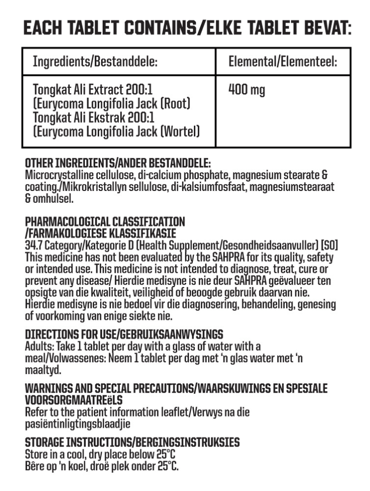 Nutritech-Tongkat-Ali-30-Tablets-Nutritional-Information