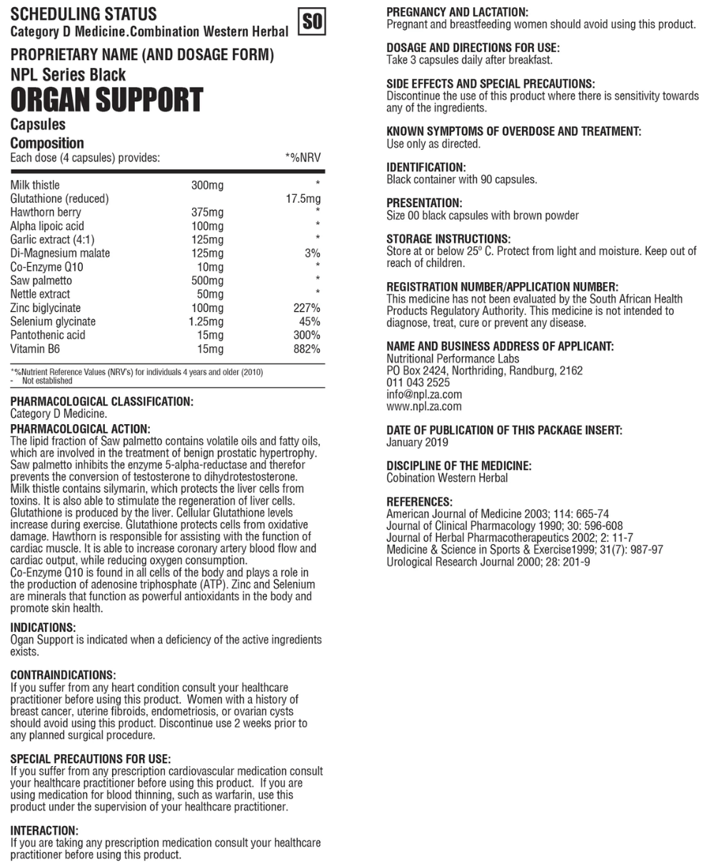 NPL-Organ-Support-90-Caps-Nutritional-Information