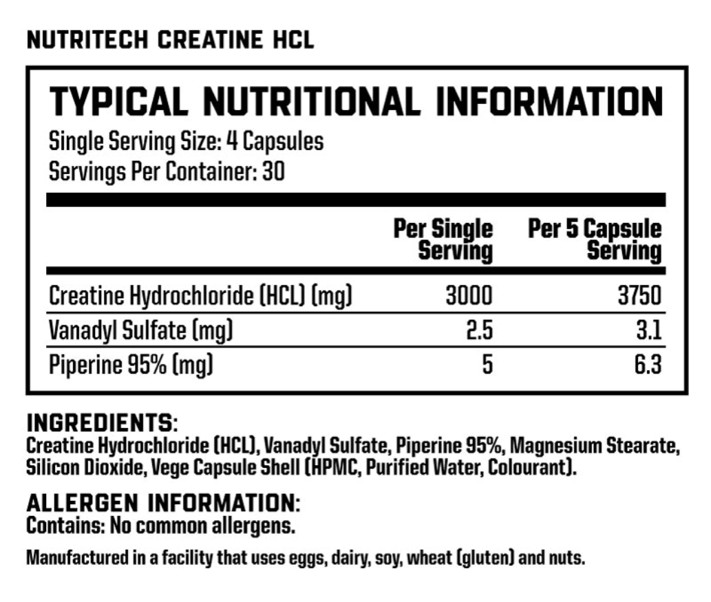 Nutritech-Creatine-HCL-120-Capsules-Nutritional-Information