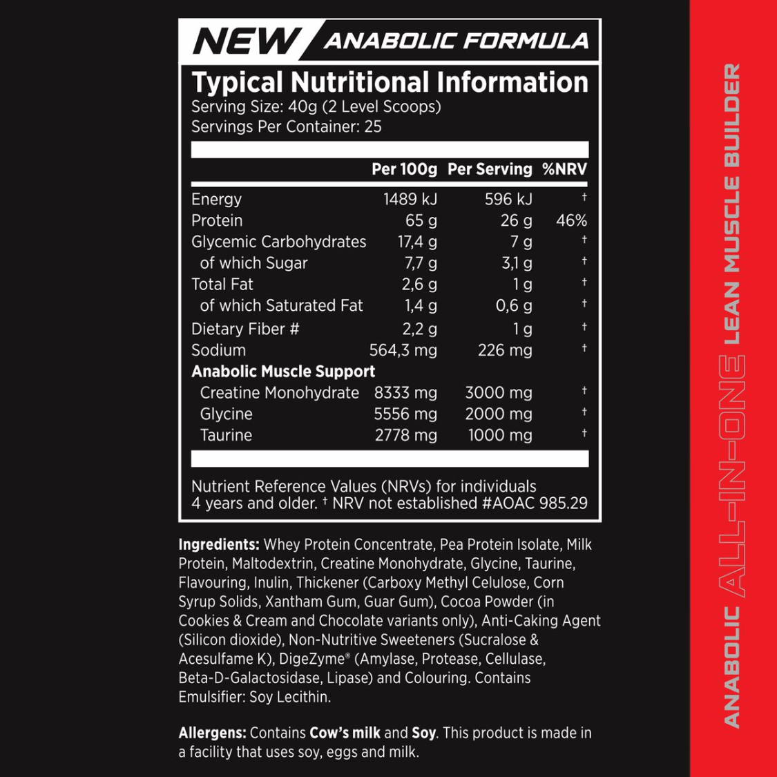 Sci-Core-Loaded-Whey-Nutritional-Information