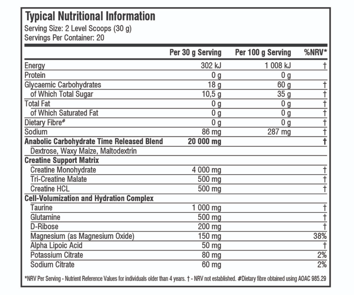 SSA-Supplements-Creatine-Transport-650g-Nutritional-Information