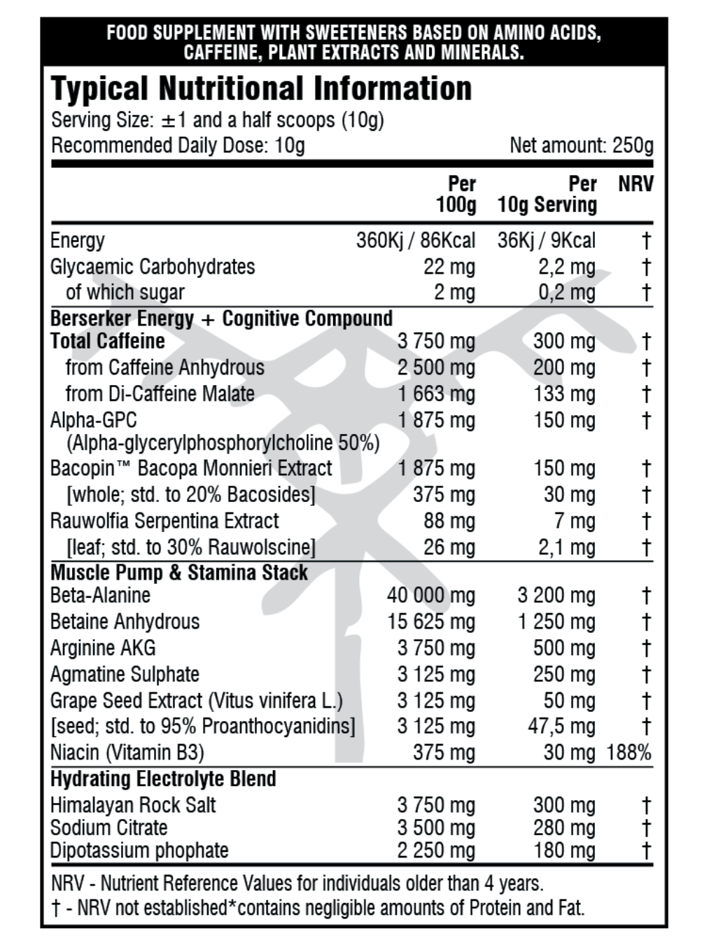 Barbarian-Nutrition-Untamed-Blood-Eagle-250g-Nutritional-Information