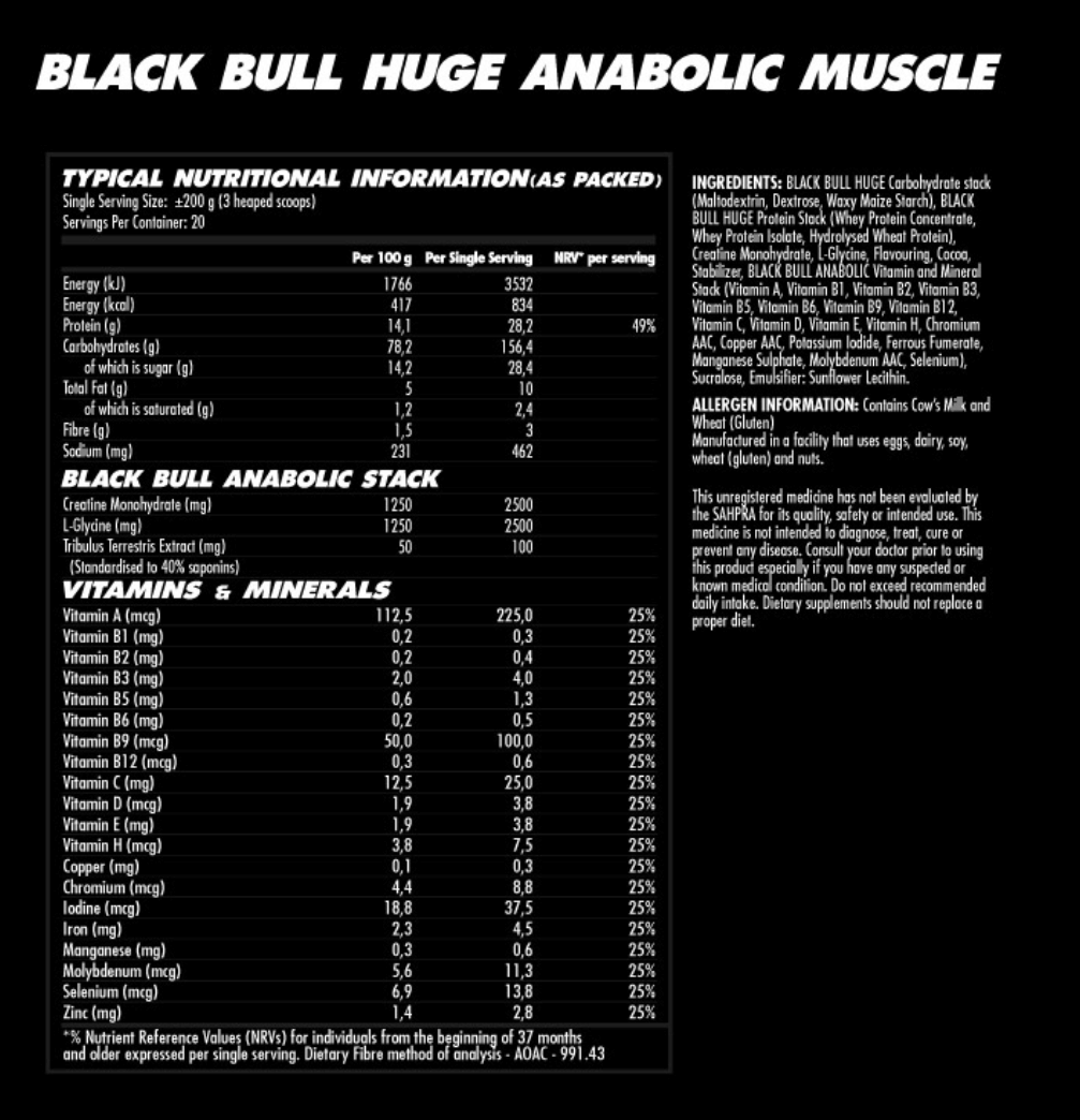 Black-Bull-Huge-Anabolic-Muscle-4kg-Nutritional-Information