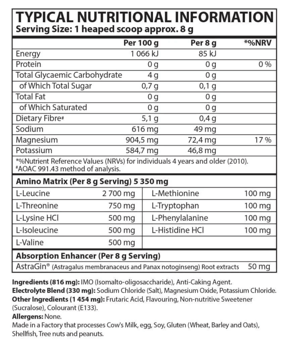 Nutricon-Absolute-Amino-320g-Nutritional-Information