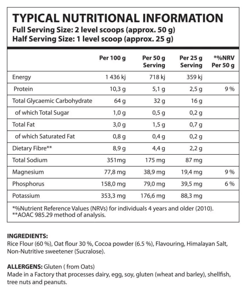 Nutricon-Cream-Of-Rice-Ultimate-Porridge-1kg-Nutritional-Information