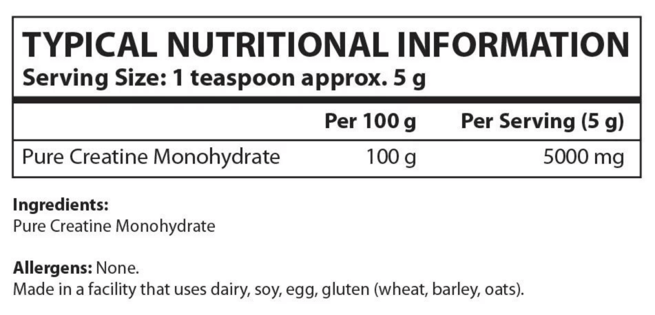 Nutricon-Creatine-Monohydrate-200g-Nutritional-Information