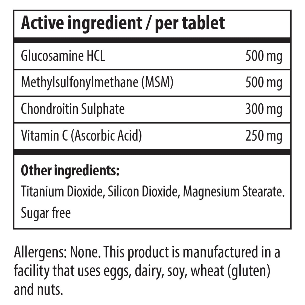 Nutricon-Joint-Care-120-Tablets-Nutritional-Information