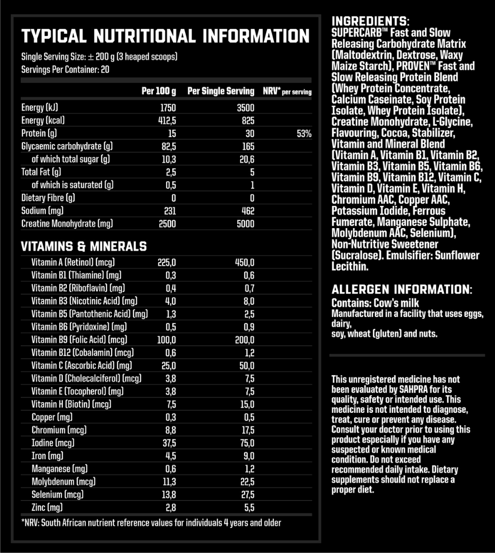 Nutritech-Hulk-Gainer-4kg-Nutritional-Information