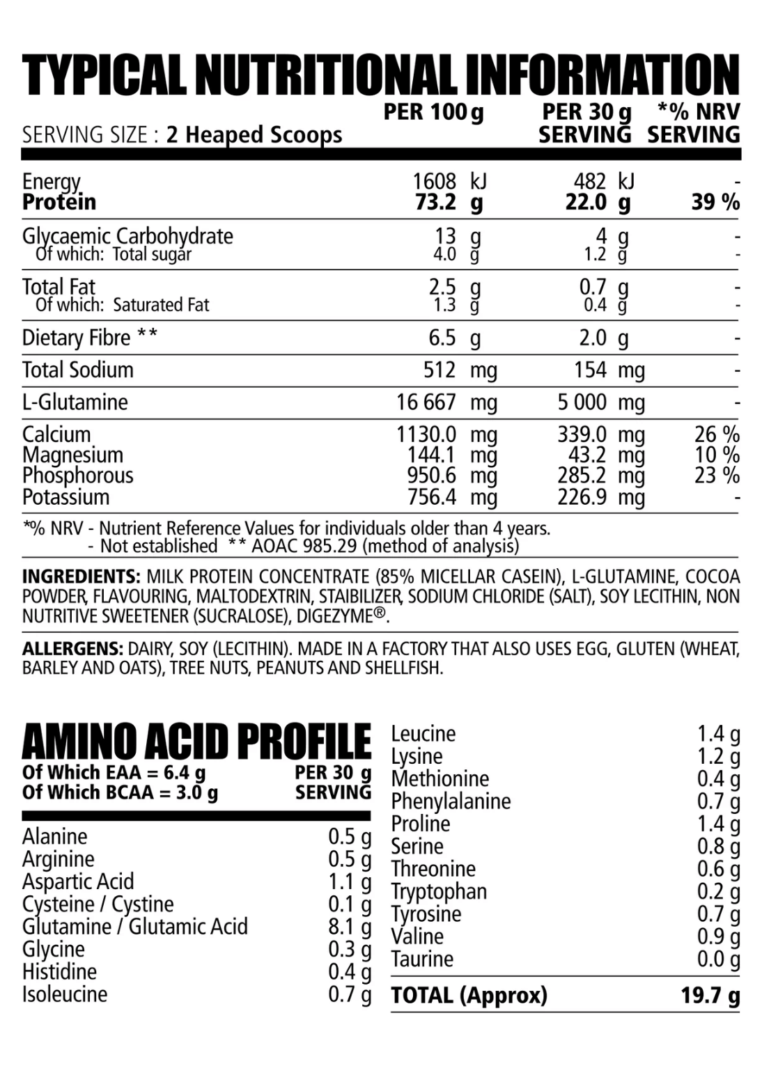 NPL-Casein-Slow-Release-Night-Time-Protein-750g-Nutritional-Information