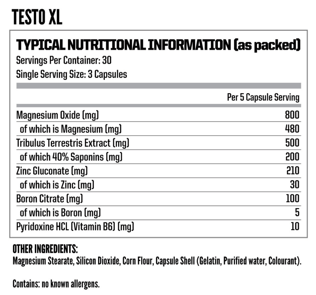 Nutritech-Testo-XL-90-Capsules-Nutritional-Information