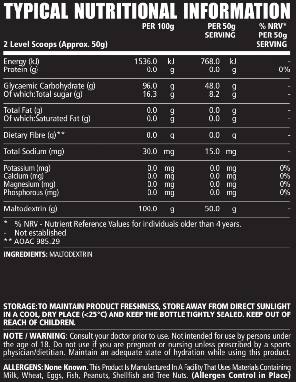 NPL-Maltodextrin-Complex-Carbohydrates-1-5kg-Nutritional-Information