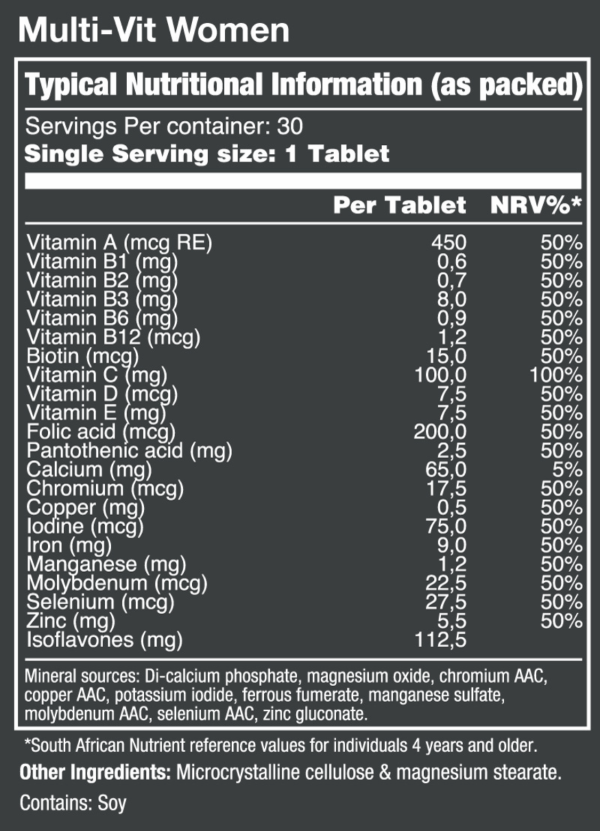 Vitatech-Multi-Vitamin-Women-30-Tablets-Nutritional-Information