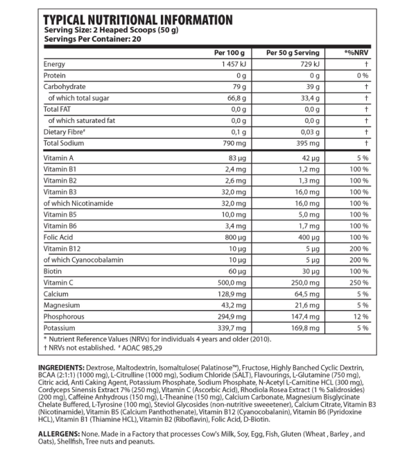 Youthful-Living-Pharma-Sport-Cyto-Fuel-1kg-Nutritional-Information