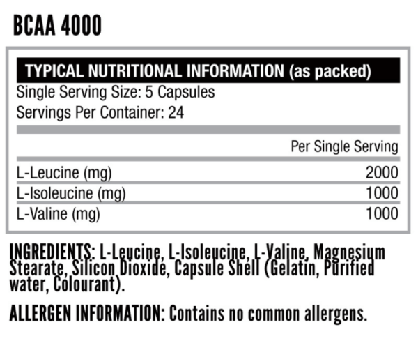 Nutritech-BCAA-4000-120-Capsules-Nutritional-Information