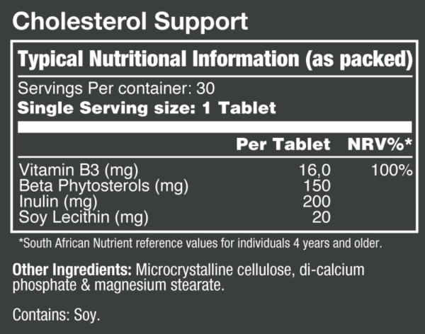 Vitatech-Cholesterol-Support-30-Tablets-Nutritional-Information