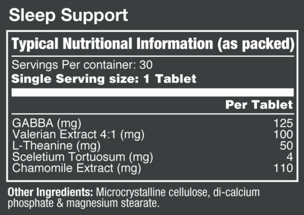 Vitatech-Sleep-Support-30-Tablets-Nutritional-Information