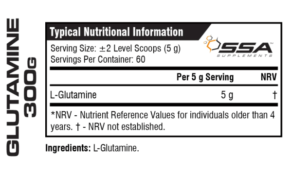 SSA-Supplements-Glutamine-300g-Nutritional-Information